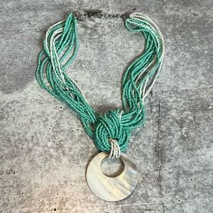 Handmade Y2K Beaded Necklace Teal